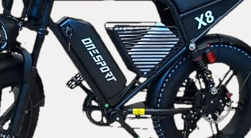Detalhe da bateria no quadro da RosaRide X8